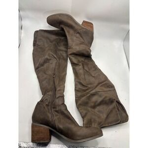 Report Women's Brown Faux Suede Knee High Boots Block Heel Side Zip Size 8.5